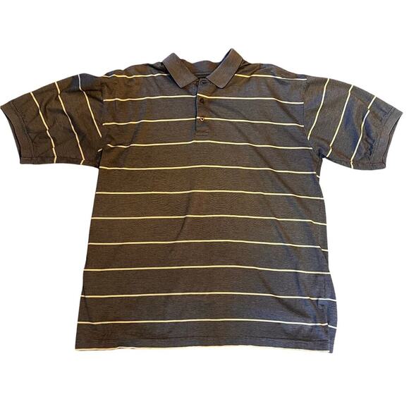Bolle Black/Tan Striped Men's Golf Polo.  Size Medium - Picture 1 of 6